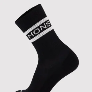 CHAUSSETTES UNISEXE EN MÉRINO, SIGNATURE CREW NOIR (M À XL)