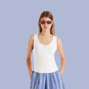CAMISOLE POUR FEMME, TRICOT BLANC
