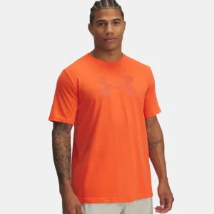 T-SHIRT SPORT POUR HOMME, UA LOGO ORANGE