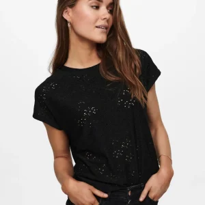 T-SHIRT EN DENTELLE NOIR ONLY POUR FEMME