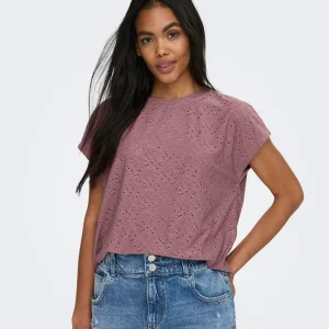 T-SHIRT EN DENTELLE ROSE ONLY POUR FEMME