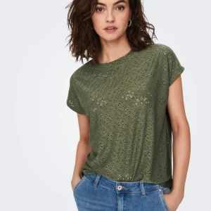 T-SHIRT EN DENTELLE Kalamata KAKI ONLY POUR FEMME