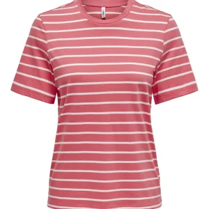 T-shirt rayé corail Only pour femme