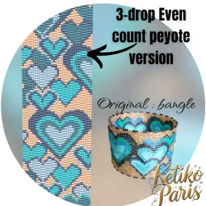 Vertical Peyote Pattern - Bracelet COEURS MAXI SABLE