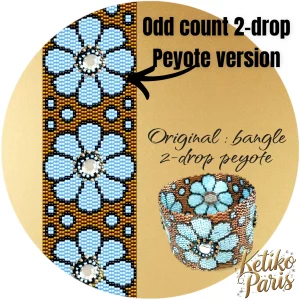 Vertical Peyote Pattern - Bracelet MAXI FLEURS CIEL