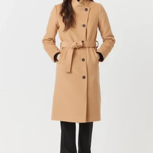 Manteau d’hiver long avec ceinture semi ajusté femme en 100% laine – Desloups #DLF-008
