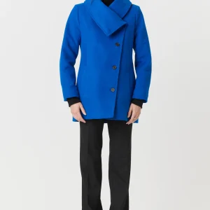 Manteau d’hiver asymétrique mi-long semi ajusté femme en 100% laine – Desloups #DLF-003