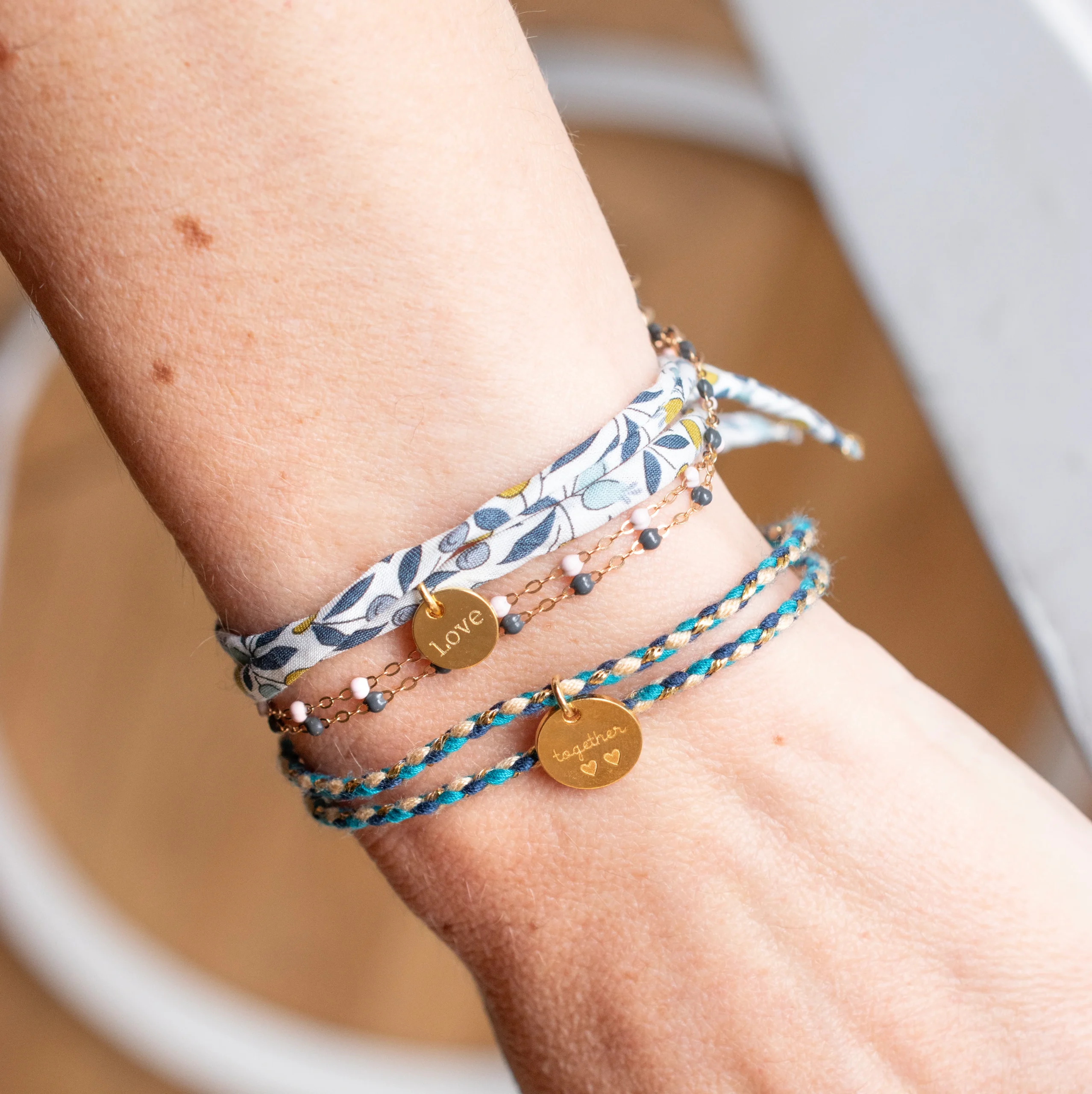 Bracelet Liberty double tour Floriana vert de gris LOVE – Image 2