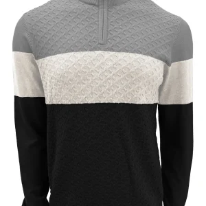 CHANDAIL tricot GRIS NOIR MI-ZIP POINT-ZERO POUR HOMME