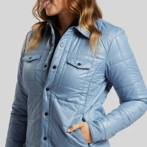 CHEMISE DOUBLÉE OHSHO POUR FEMME, CARMEN BLEU