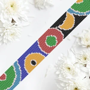 Vertical Peyote Pattern - Bracelet CERCLES MULTICOLORES