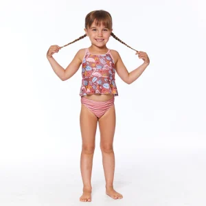 TANKINI FILLE 2 PIÈCES FLAMANT ROSE, 2 À 6 ANS