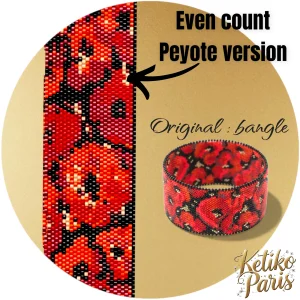 Vertical Peyote Pattern - Bracelet COQUELICOT