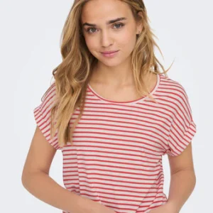 T-shirt court rayé cayenne Only Femme