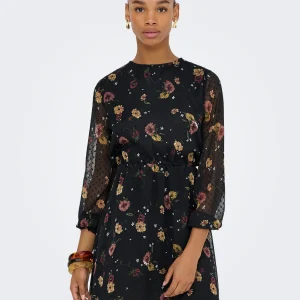 ROBE NOIR FLEUR ONLY POUR FEMME