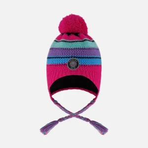 TUQUE À OREILLES DOUBLÉE POUR ENFANT, ROSE & MULTICOLORE
