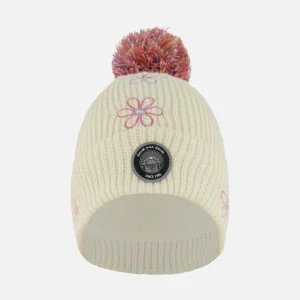 TUQUE DOUBLÉE POUR ENFANT, BLANC & FLEURS
