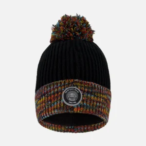 TUQUE DOUBLÉE POUR ENFANT, NOIR & MULTICOLORE