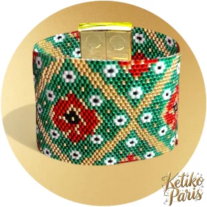 Vertical Peyote Pattern - Bracelet XMAS FLOWERS