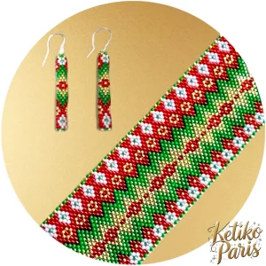 Vertical Peyote Pattern - Bracelet et pendentifs XMAS COLORS