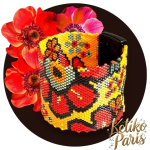 Pattern - Bracelet GERBERAS ROUGES