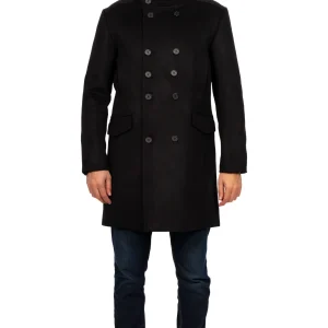 Manteau d’hiver long double boutonnage homme en 100% laine – Desloups  #DLM-503
