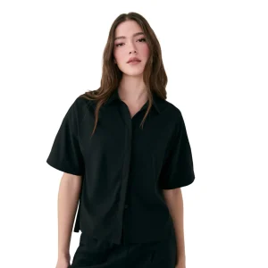 CHEMISE À BOUTONS POUR FEMME, OLIVIE NOIR
