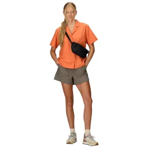 CHEMISE MANCHES COURTES FEMME, AIREXCHANGE ABRICOT