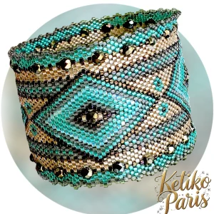 DIY Pattern - Bracelet MAXI LOSANGES vert et sable