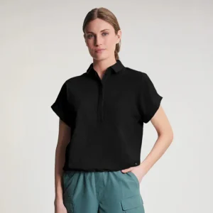 CHEMISE MANCHES COURTES POUR FEMME, ALINA NOIR