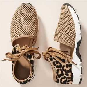 Baskets Tendance Femme Léopard Beige
