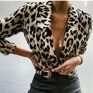 Blazer Femme Imprimé Léopard Tendance