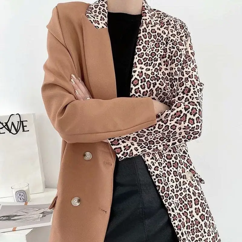 Blazer Imprimé Léopard et marron