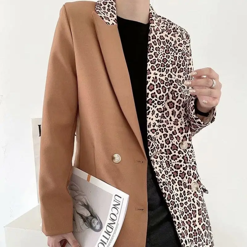 Blazer Imprimé Léopard et marron – Image 2