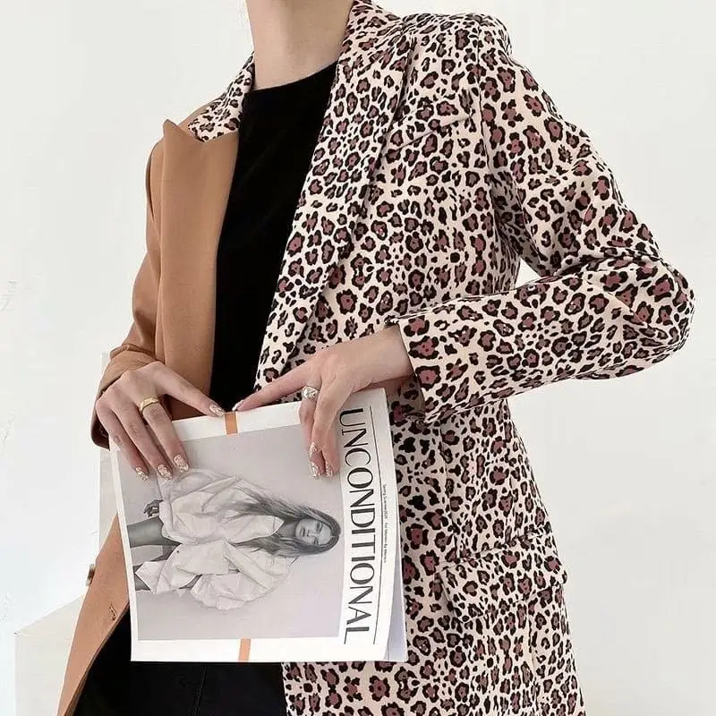 Blazer Imprimé Léopard et marron – Image 3