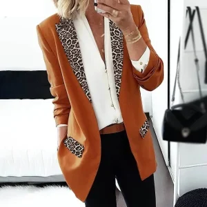 Blazer Léopard Élégant Orange