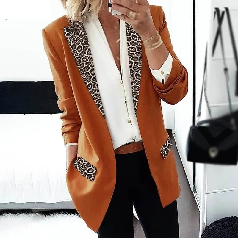 Blazer Léopard Élégant Orange