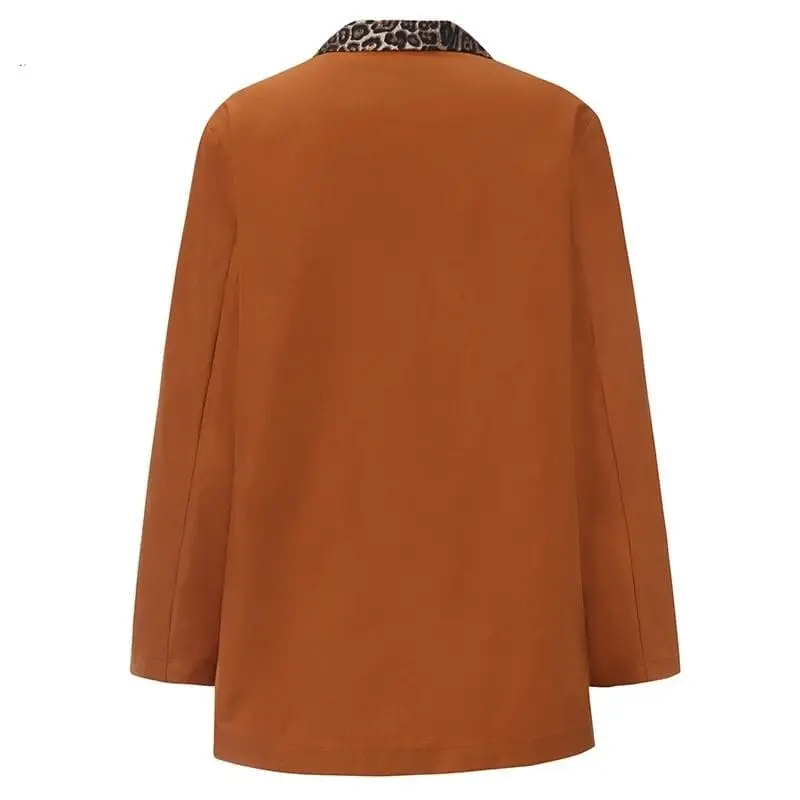 Blazer Léopard Élégant Orange – Image 2