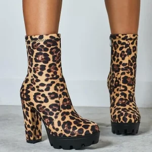 Bottines Motif Léopard à Hauts Talons