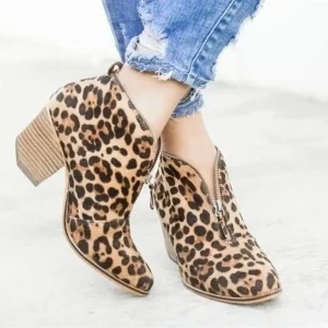 Bottines Motif Léopard à Talons