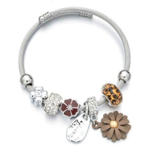 BRACELET ACIER & CÉRAMIQUE FEMME - (JONC)