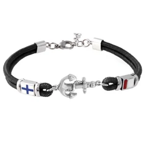 BRACELET ANCRE HOMME NOIR - (MARIN)