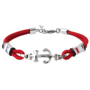 BRACELET ANCRE HOMME ROUGE - (MARIN)