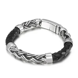 BRACELET ARGENT CUIR HOMME