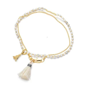 BRACELET CHAÎNETTE & PERLES - (CHAÎNE)