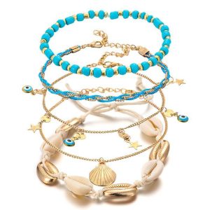 BRACELET CHEVILLE COQUILLAGES FEMME - (PIED)