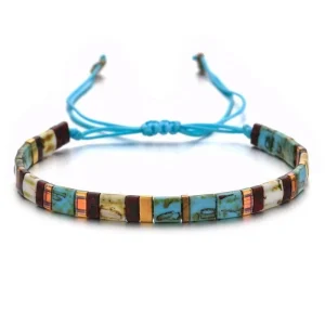 BRACELET CORDON HOMME - MIYUKI TURQUOISE (CORDE)