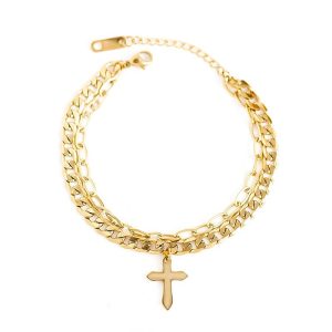 BRACELET CROIX FANTAISIE - (ACIER)