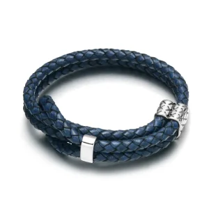 BRACELET CUIR ACIER HOMME - (MULTIRANG)
