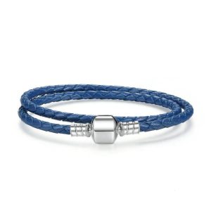 BRACELET CUIR FEMME DOUBLE TOUR - (ARGENT)
